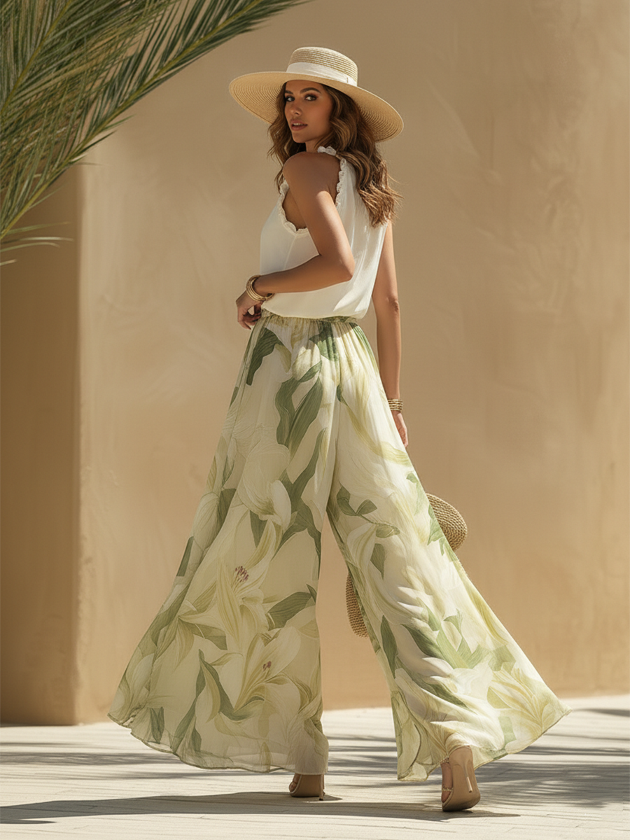 Lysandra | Elegante Completo Fluido Stampato con Motivo di Gigli